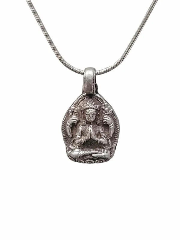 Pendentif en argent de Chenrezig pour l’Éveil