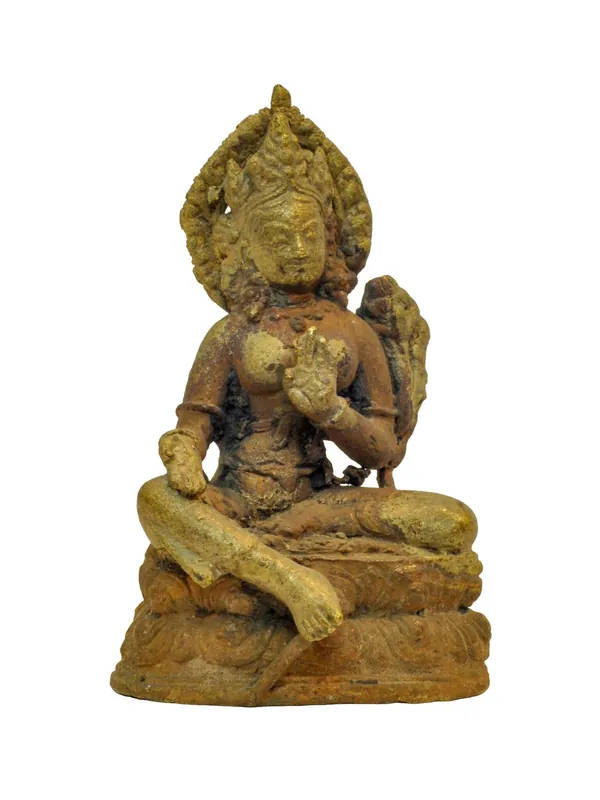 Statue antique en cuivre de la Tara Verte