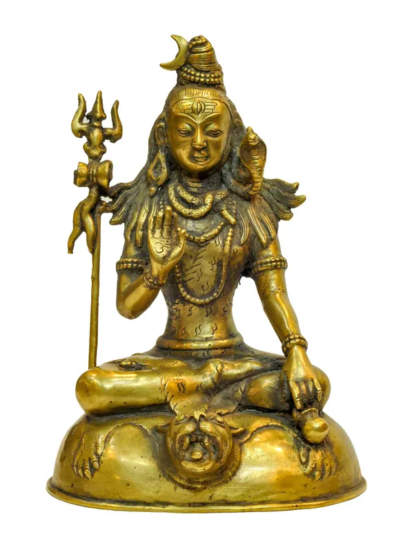 Statue de Shiva en laiton – Chef-d’œuvre fait main, 22 cm de hauteur