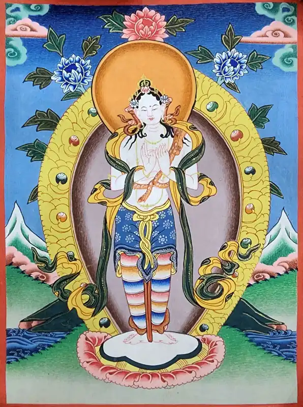 Peinture de thangka de Bodhisattva sur toile de coton