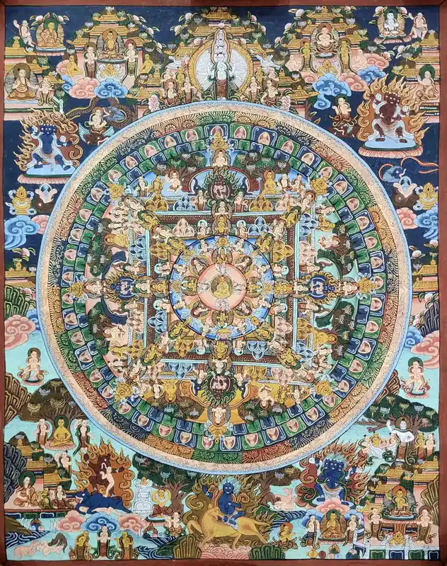 Thangka Mandala en toile de coton fait main