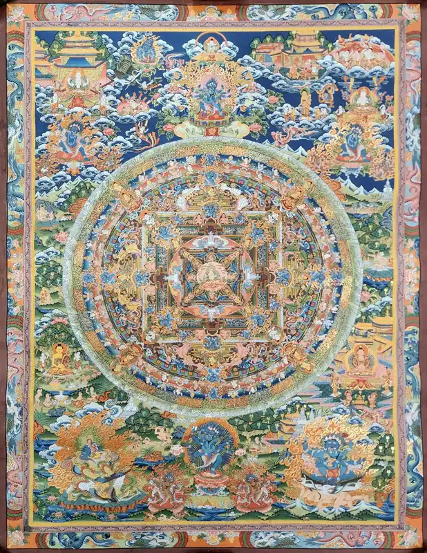 Thangka de Mandala sur Toile de Coton