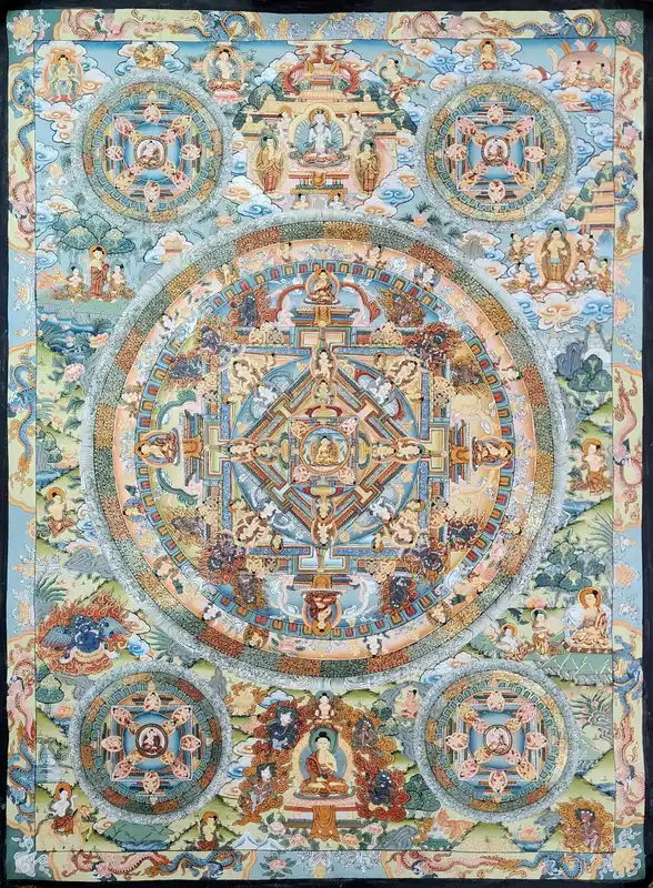 Art de Mandala Thangka sur toile de coton