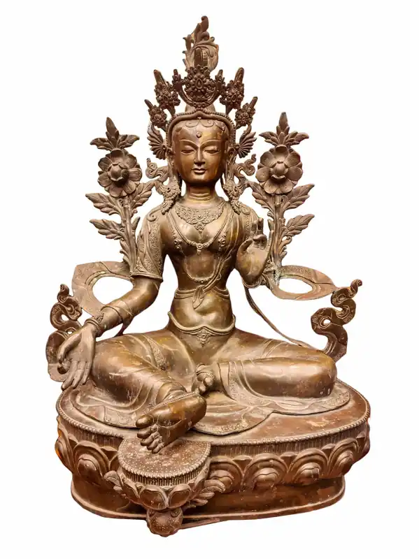Statue de Tara Verte en Oxydation Chocolat de 100 cm