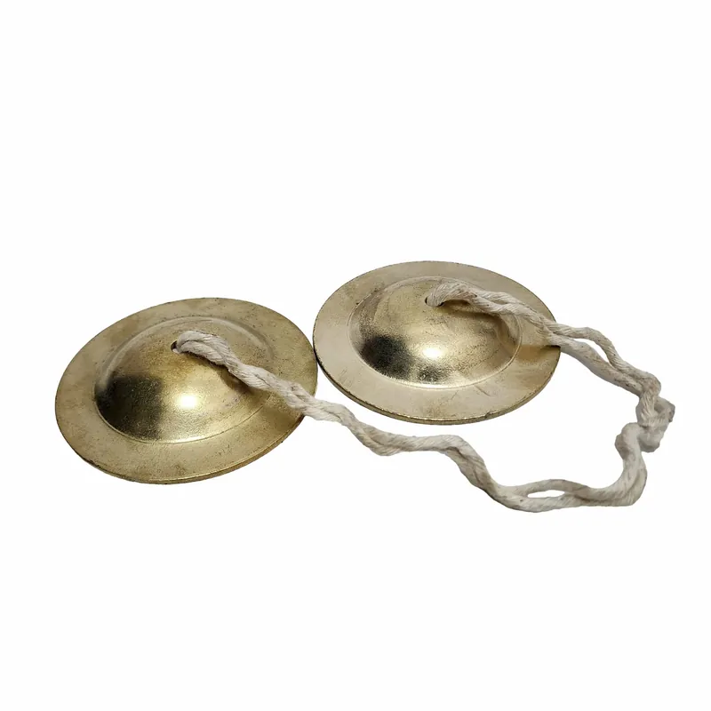 Tingsha tibétain en cuivre fait main, 10 cm