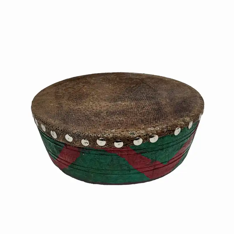 Instrument népalais Khainjadi en bois et en peau