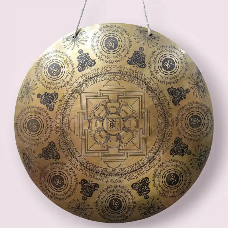 Gong de guérison tibétain en bronze – Outil sonore résonnant de 43 cm pour la méditation et l’harmonie intérieure