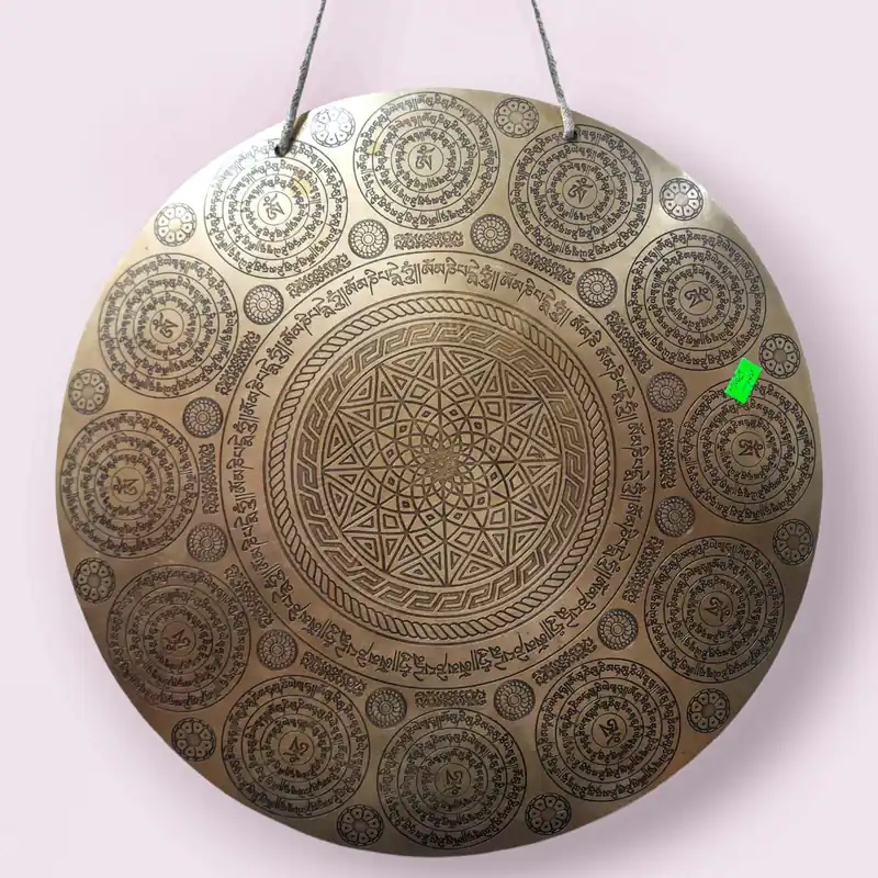 Gong tibétain en bronze fait main – 39 cm pour la guérison spirituelle et la méditation