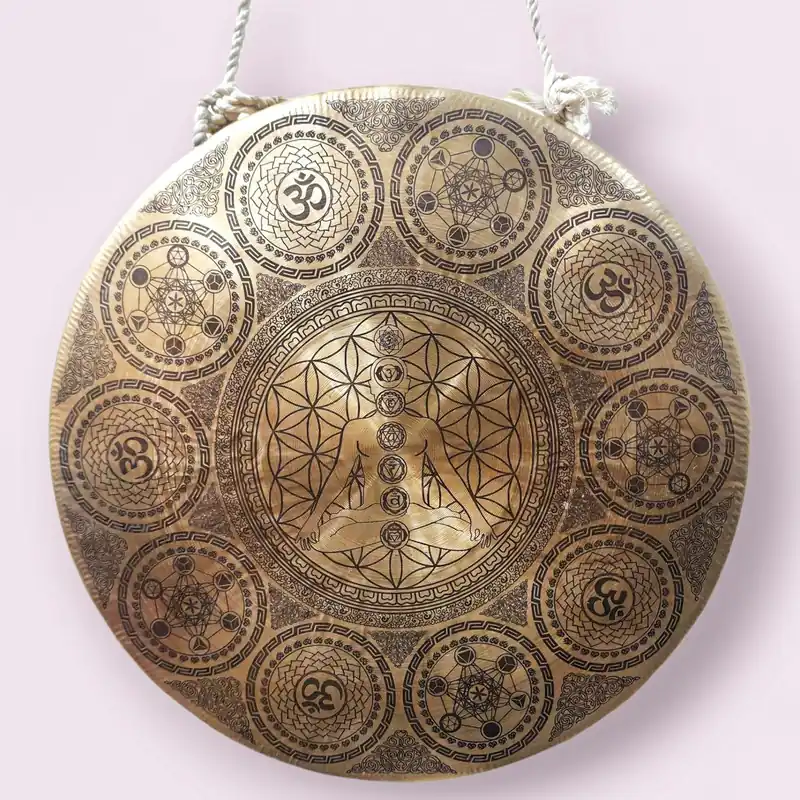 Gong en bronze résonnant pour la méditation vajrayana – 28,5 cm
