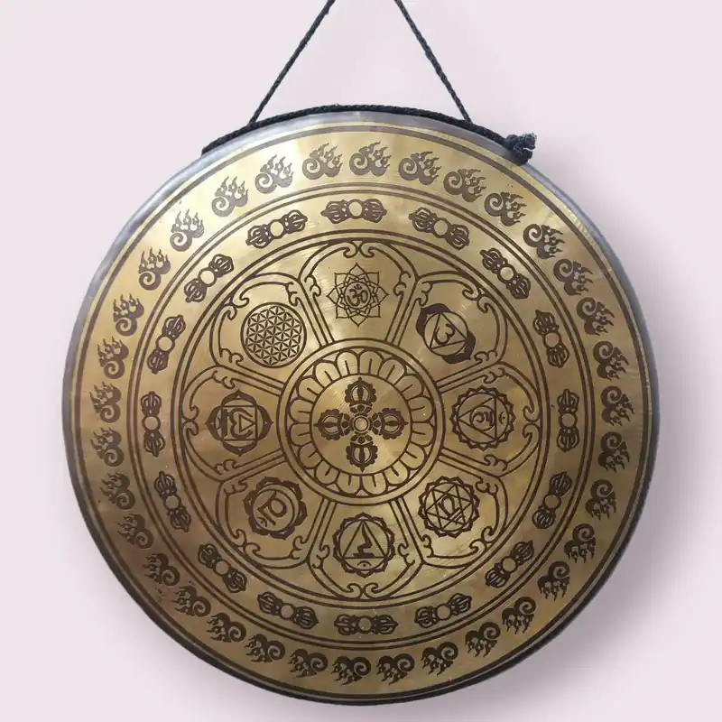Gong de guérison tibétain en bronze puissant – 29 cm