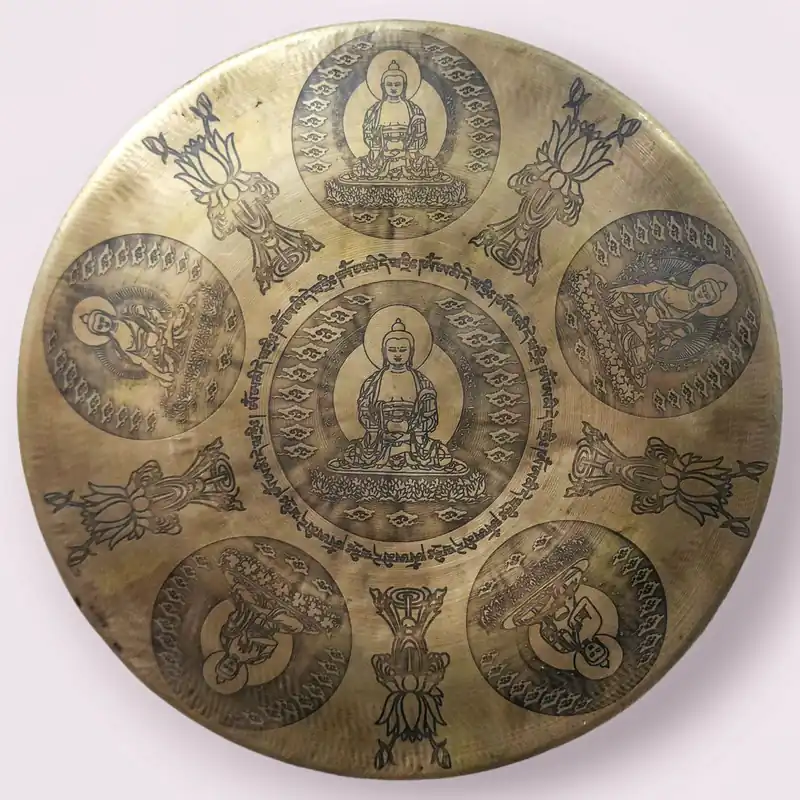 Gong Chau tibétain en bronze sacré – Puissante guérison sonore pour la pratique du Vajrayana