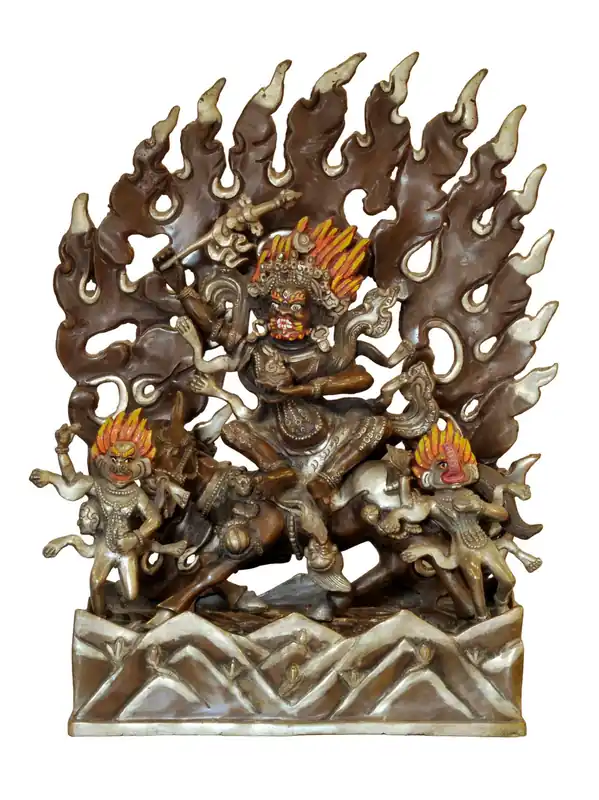 Statue Palden Lahmo en cuivre fait main – Protection divine 34 cm