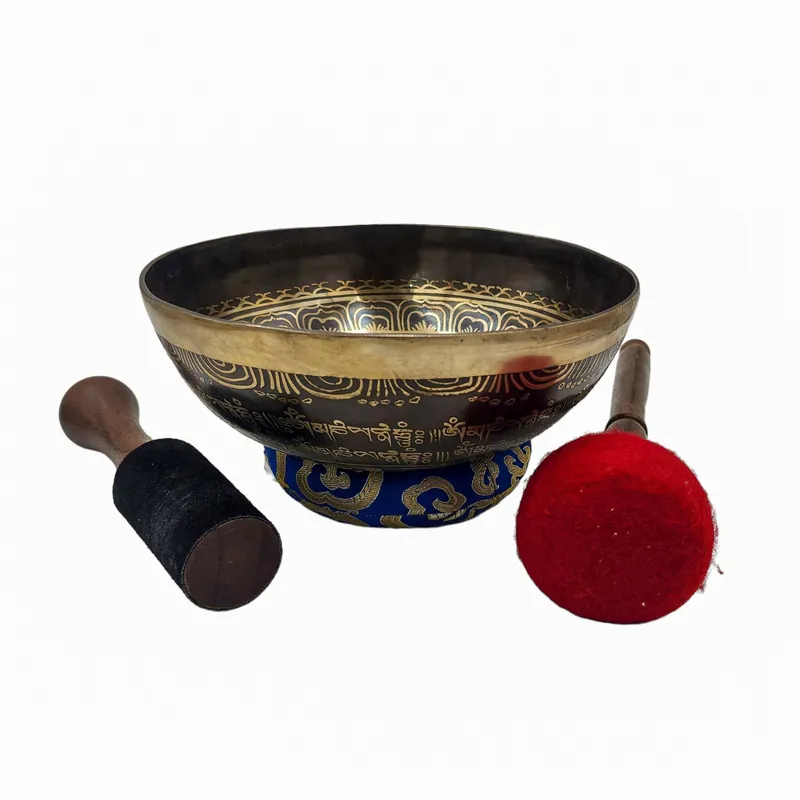 Bol chantant tibétain en sept métaux de bronze