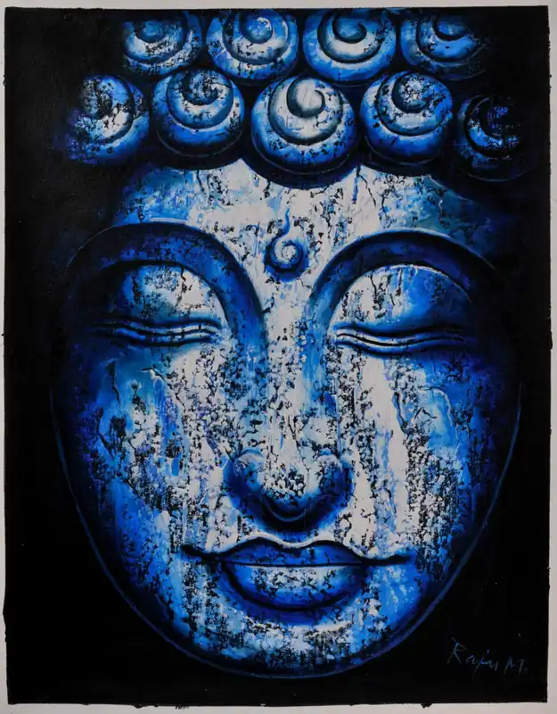 Peinture à l’huile du Bouddha de méditation sur toile en coton