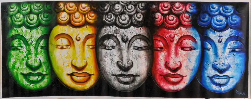 Peinture à l’huile de Bouddha en méditation sur toile de coton