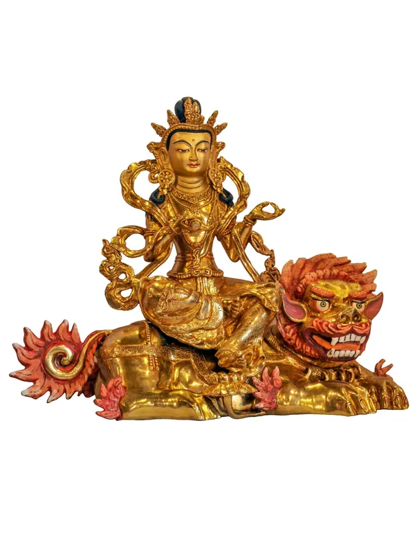 Statue de Bouddha en cuivre doré, 36 cm