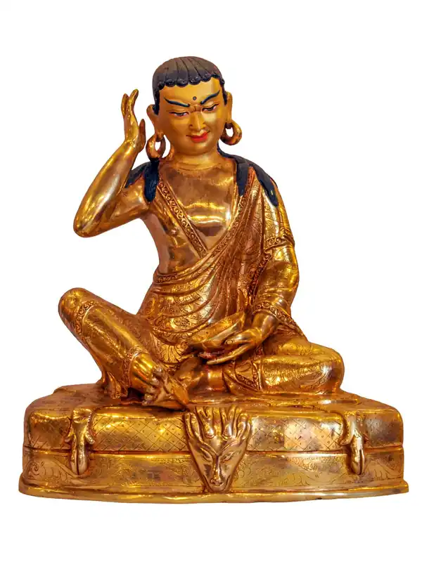 Statue de Milarepa en cuivre plaqué or – Un symbole divin de la dévotion tibétaine