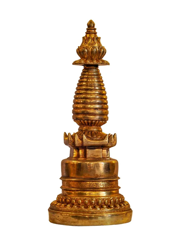 Stupa plaqué or de 35 cm