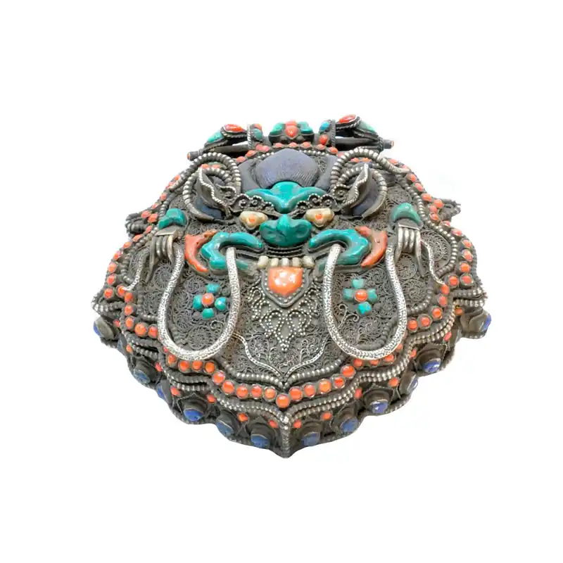 Statue en argent de Mahākāla, 14 cm