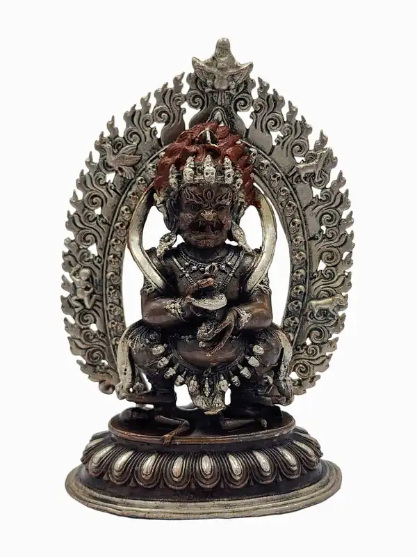 Statue miniature en cuivre faite à la main de Mahakala Panjaranatha