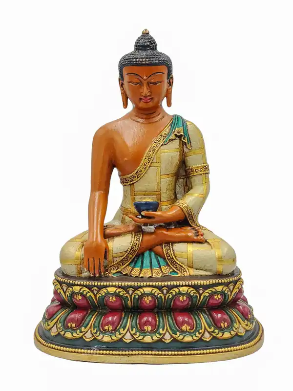 Statue de Bouddha Shakyamuni en cuivre plaqué or