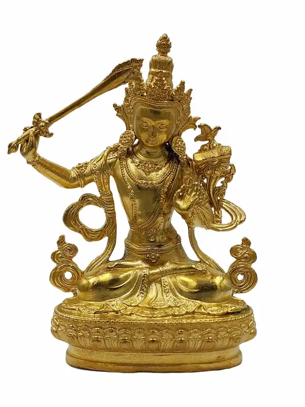 Statue miniature en cuivre de Manjushree – Symbole de la sagesse