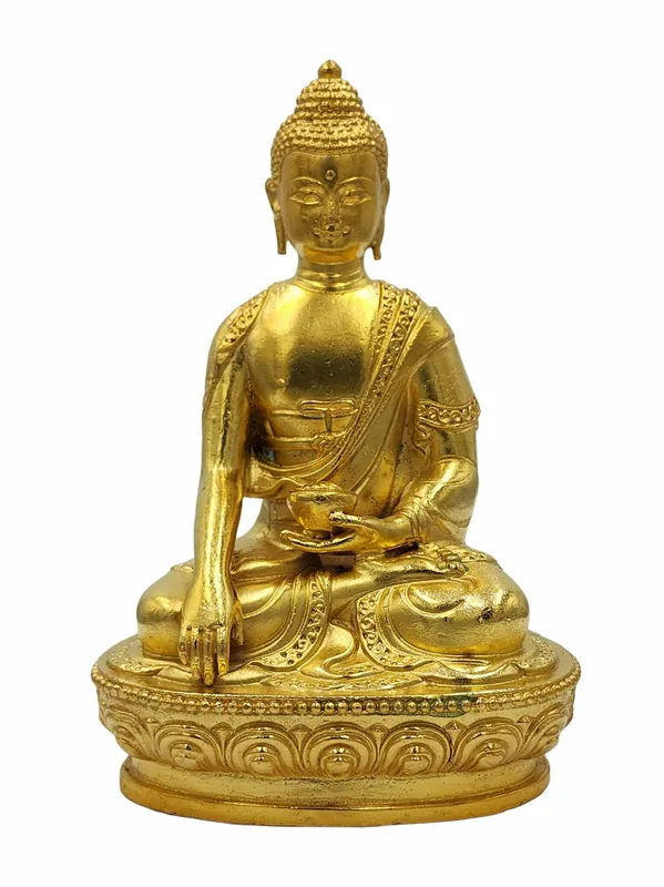 Statue de Bouddha Shakyamuni en cuivre plaquée or