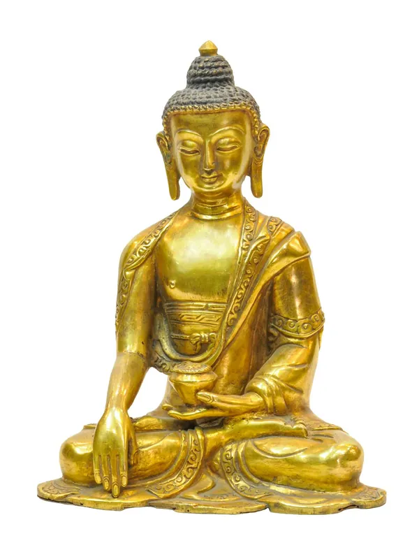 Statue de Bouddha Shakyamuni en cuivre plaqué or