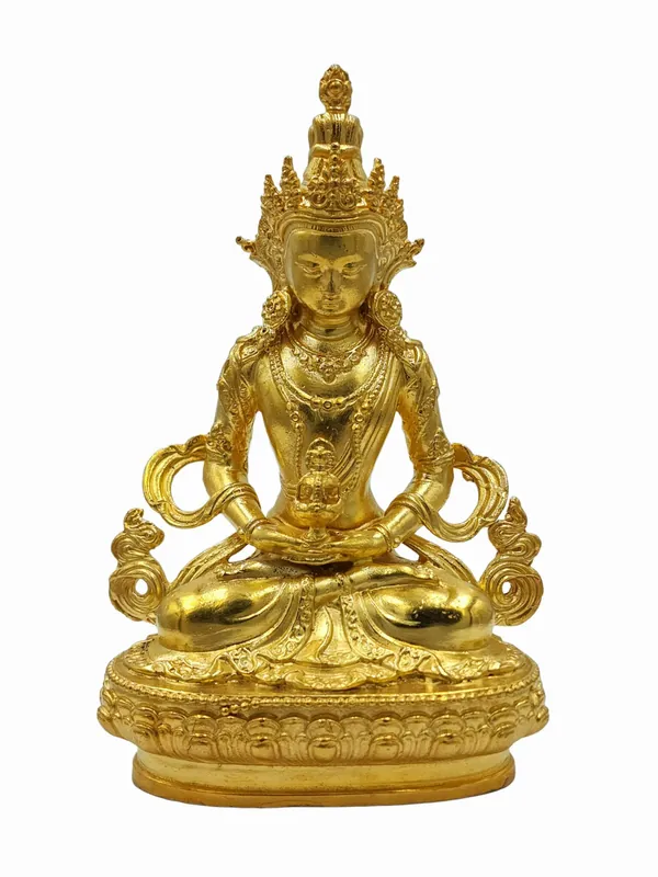 Statue miniature d’Amitayus en cuivre faite à la main – Vie infinie