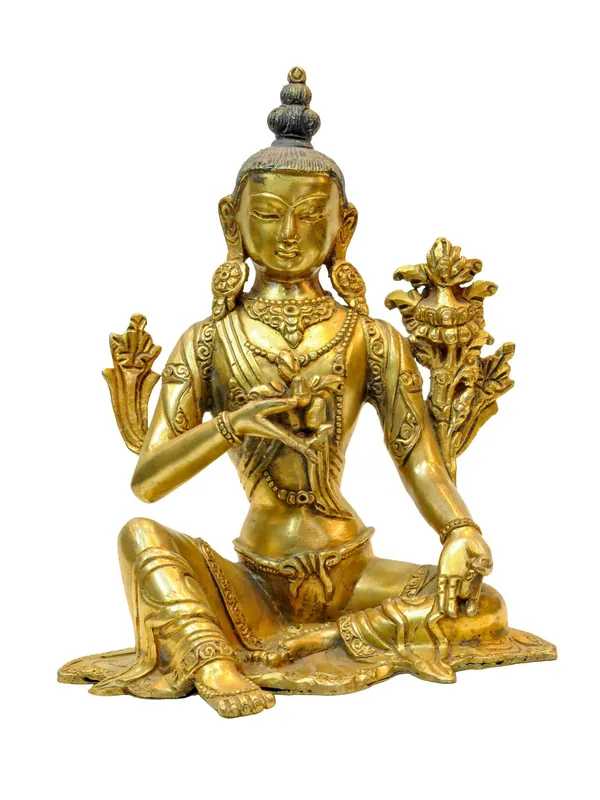 Statue de Bodhisattva en cuivre plaqué or