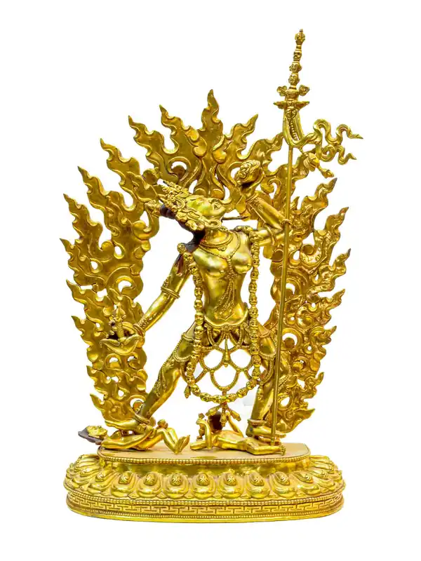 Statue en cuivre d’Akash Yogini avec dorure – 44 cm