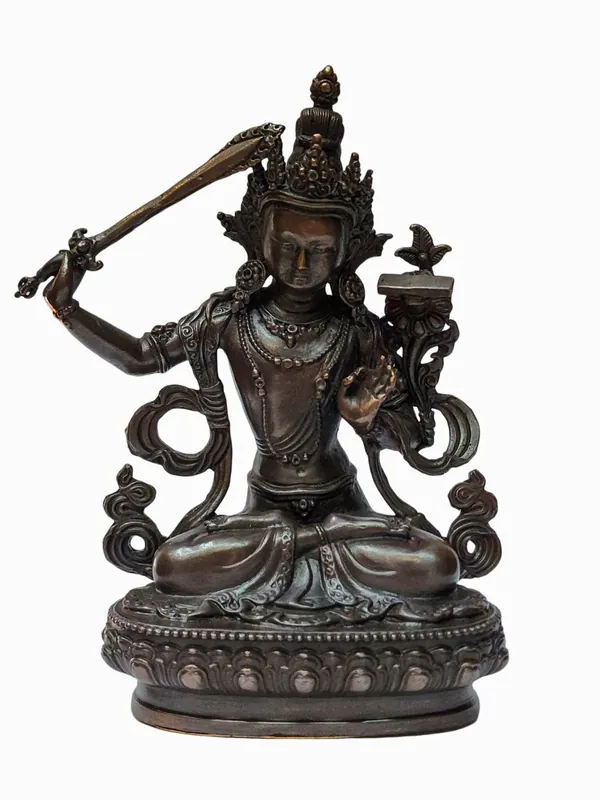 Statue miniature de Manjushri oxydée – Parfaite pour la dévotion bouddhiste