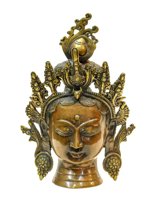 Statue en laiton de Tara – Visage serein, 27 cm | Incarnant la compassion et la protection