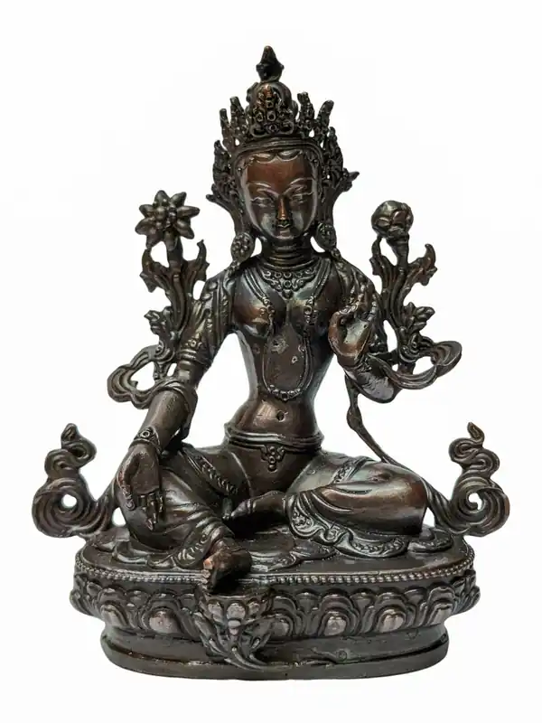 Statue miniature oxydée en chocolat de la Tara verte
