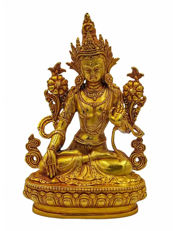 Statue miniature de Tara blanche entièrement plaquée or