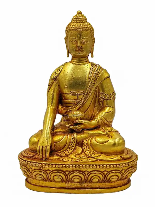 Statue en cuivre doré du Bouddha Shakyamuni