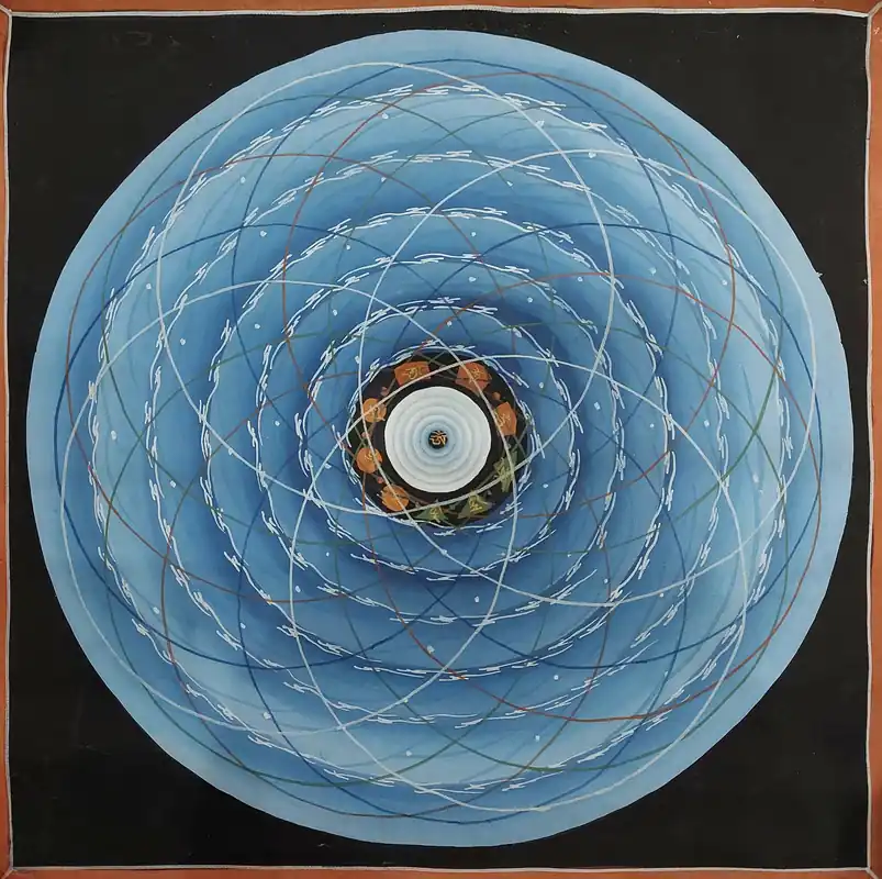 Thangka mandala peint à la main avec de l’or véritable