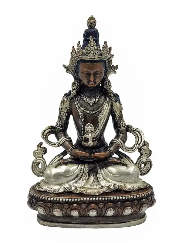 Statue en cuivre faite à la main d’Amitayus – Symbole de longévité et de compassion