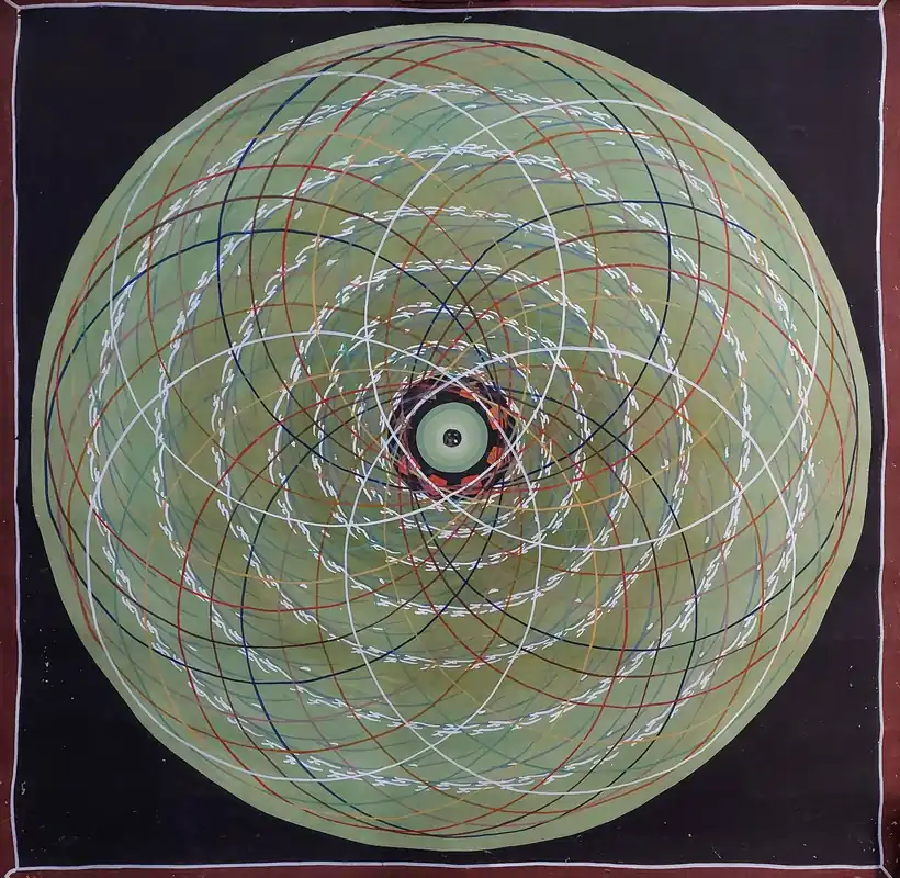 Thangka du Mandala Cosmique sur Toile de Coton
