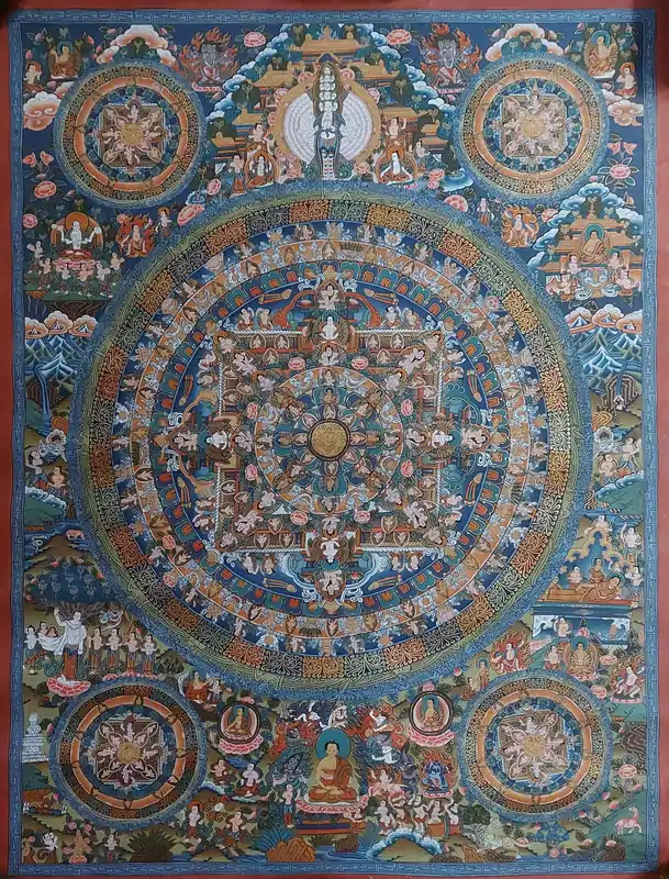 Peinture de thangka de mandala sur toile en coton