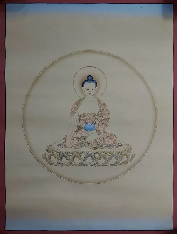 Thangka de Shakyamuni Bouddha sur toile de coton