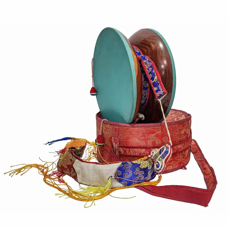Damaru Chod en bois de rose avec housse en brocart