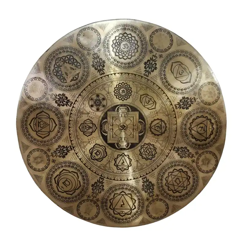Gong en bronze méditatif avec design de mandala – 50 cm pour la paix intérieure