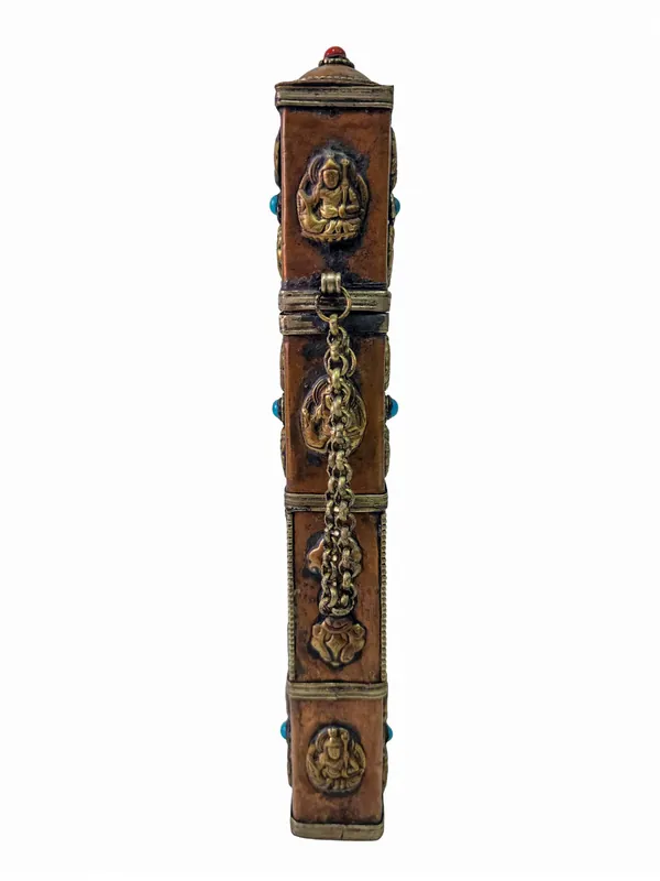 Porte-encens en cuivre Ashtamangala pour la méditation
