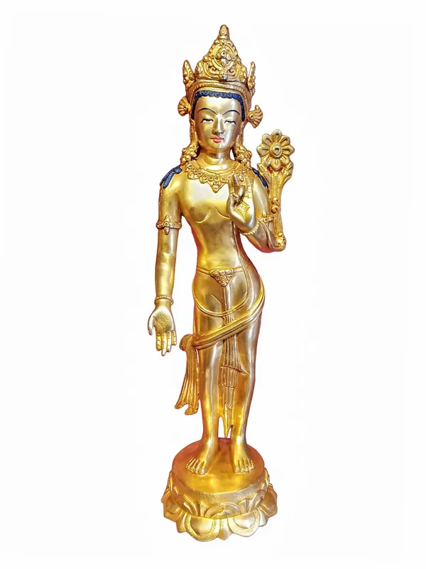 Statue en cuivre d’Avalokiteshvara debout