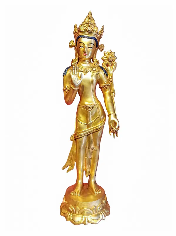 Statue en cuivre de Padmapani Lokeshvara debout