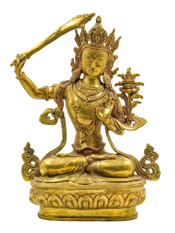 Statue radieuse de Manjushri avec finition brillante