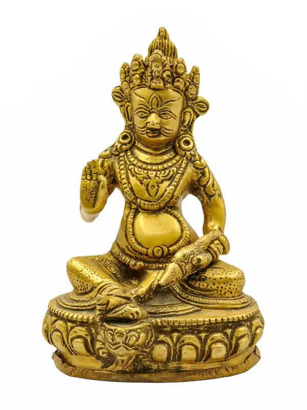Statue en laiton de Jambhala Kubera jaune