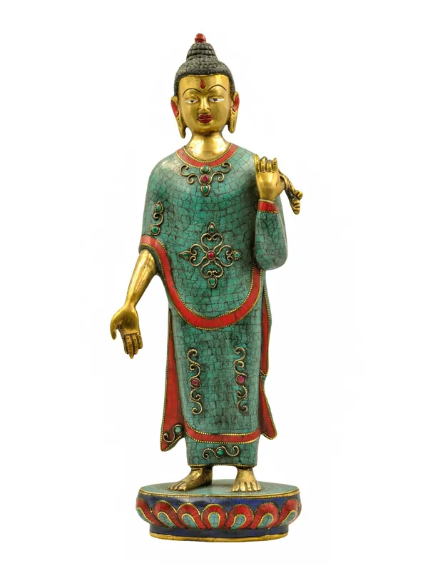 Statue de Bouddha Dipankara en laiton, 39 cm de hauteur