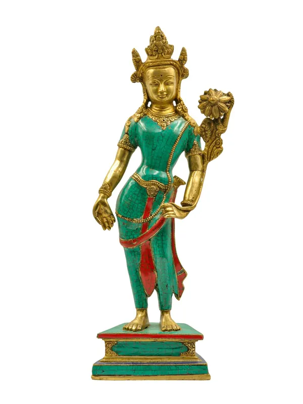 Statue en laiton de Padmapani Lokeshvara – Incarnation de la compassion, 41 cm